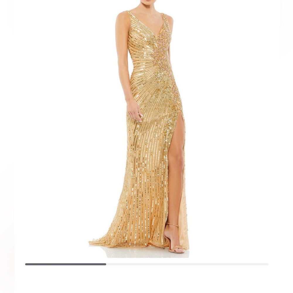 Mac Duggal Gold Embellished Dress
